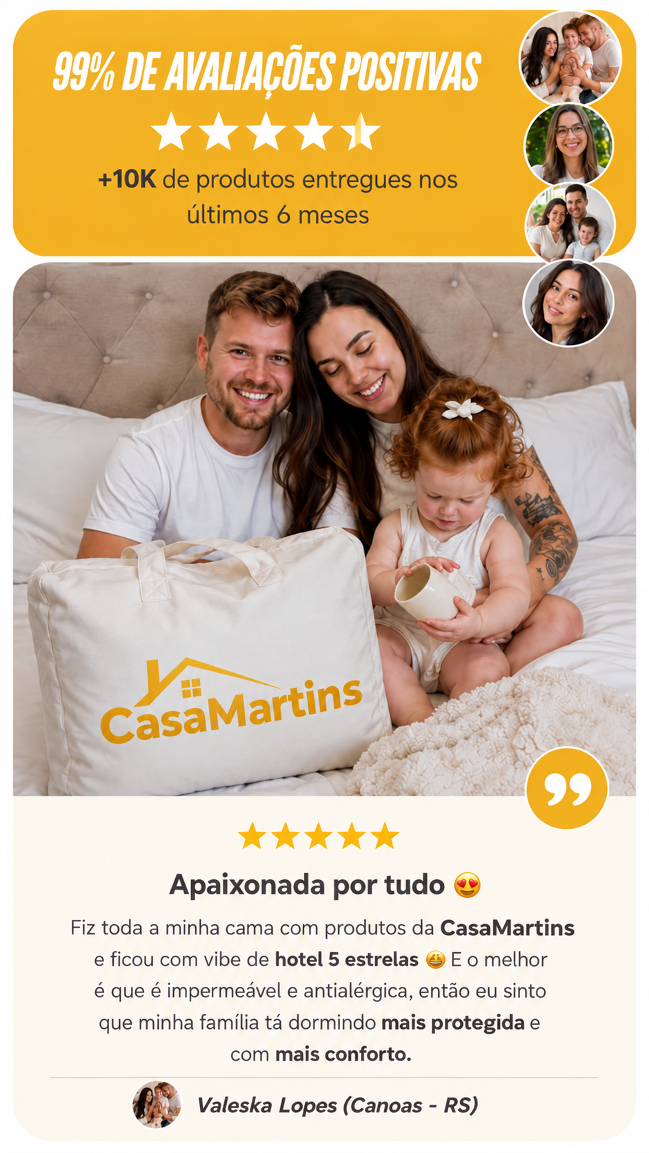99% de avaliações positivas e mais de 10 mil produtos entregues pela CasaMartins