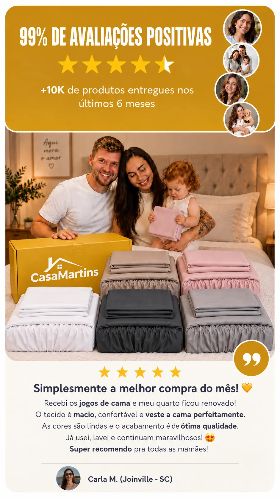 Avaliações positivas de clientes CasaMartins