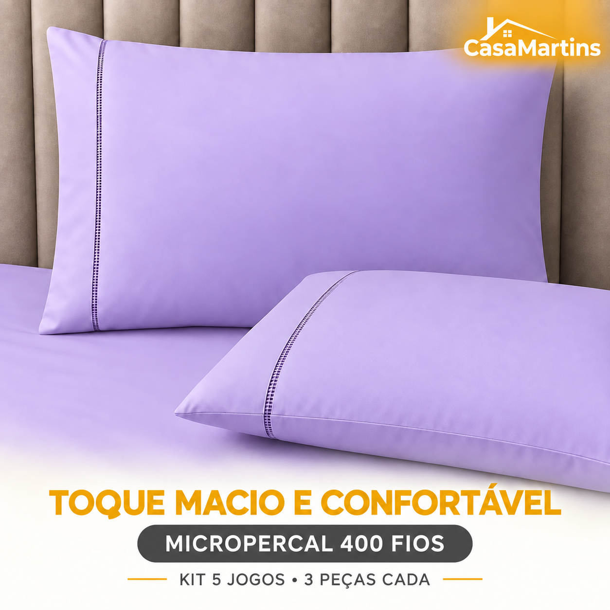Jogo de cama micropercal 400 fios macio e confortável